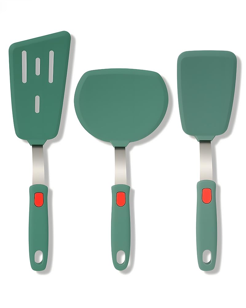 Brigii silicone spatula set 3 heat-resistant — safe contact with hot pans and precise flipping.