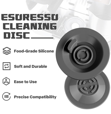 Brikinte disc centered cleaning action demonstrates effective portafilter cleaning