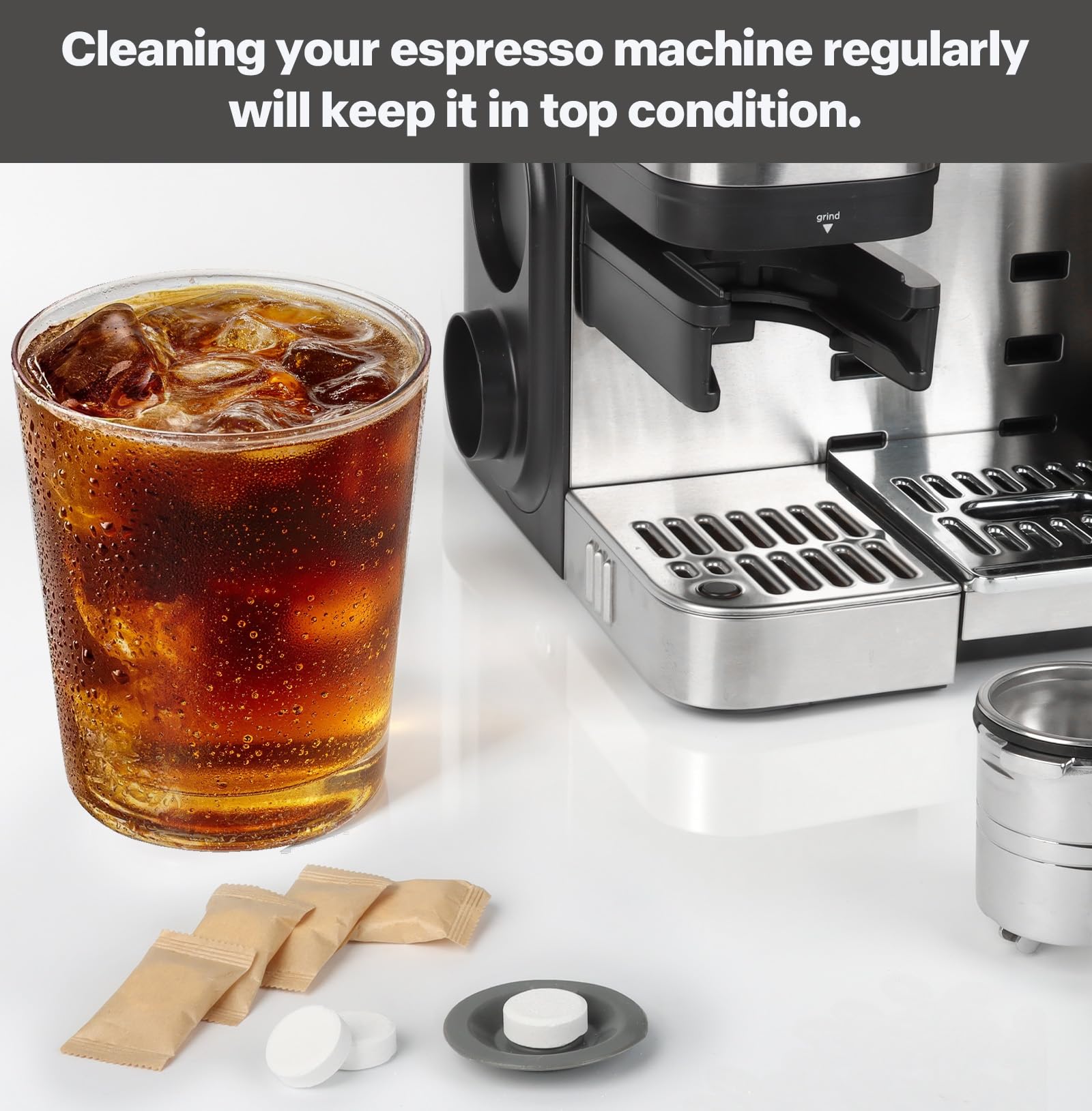 Brikinte lifestyle espresso setup showing quick cleaning routine