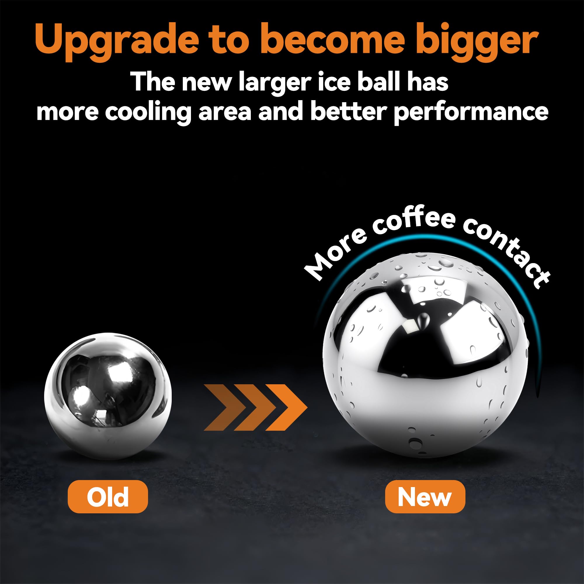 Brikinte espresso pour-over swirl with cooling ball for controlled temperature drop