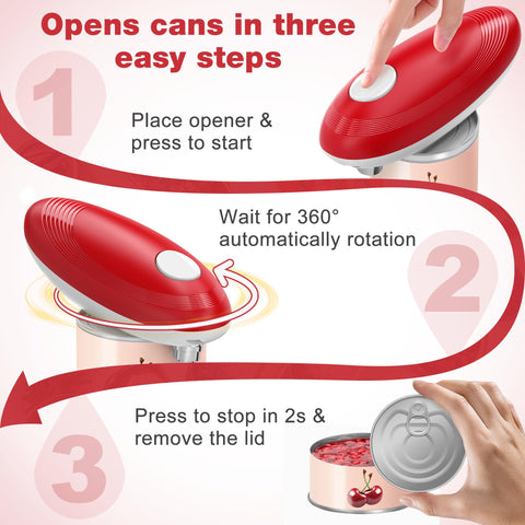 Brilam electric can opener performs 360-degree cut for smooth lid removal.