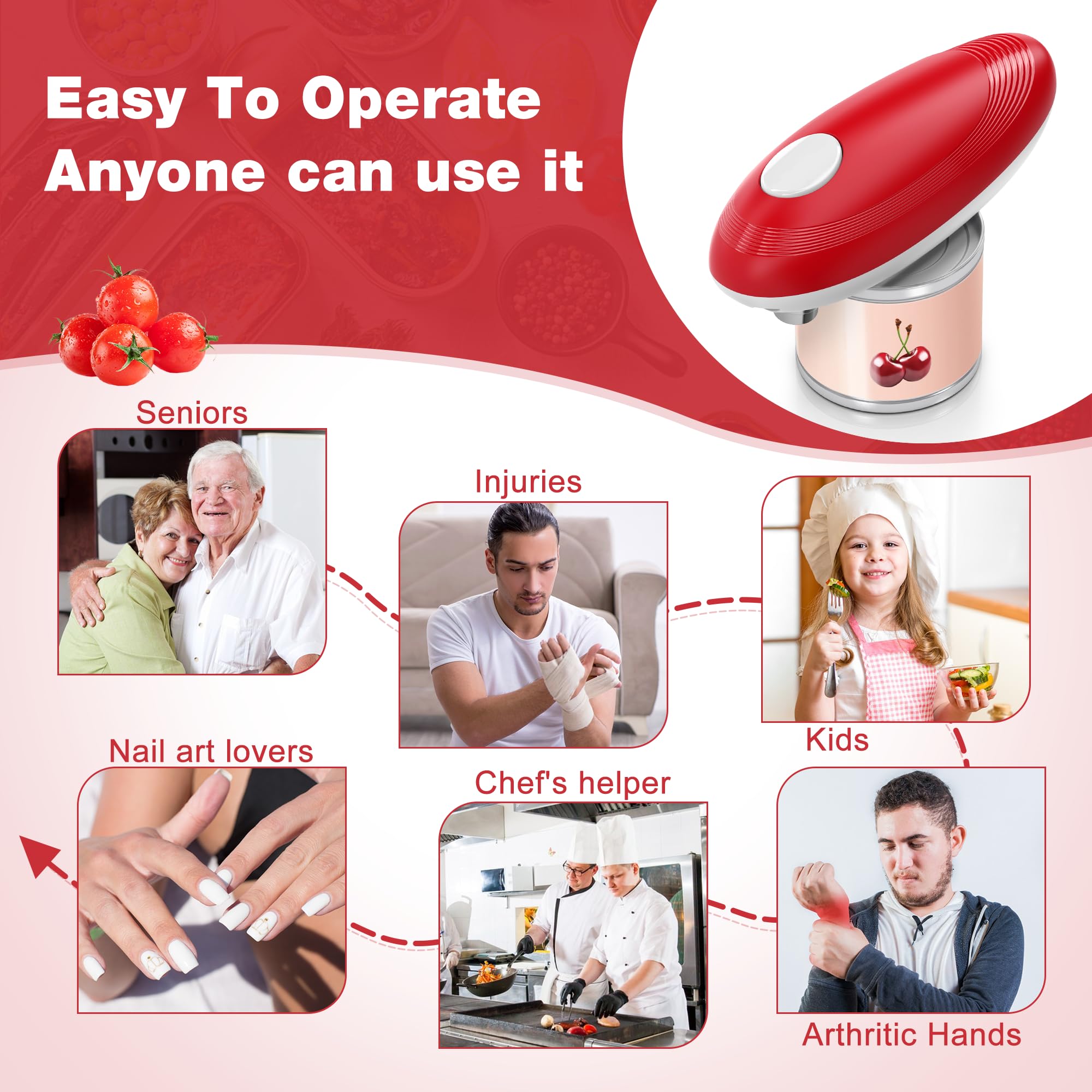 Brilam electric can opener has magnetic lid lifter for hands-free lid removal.