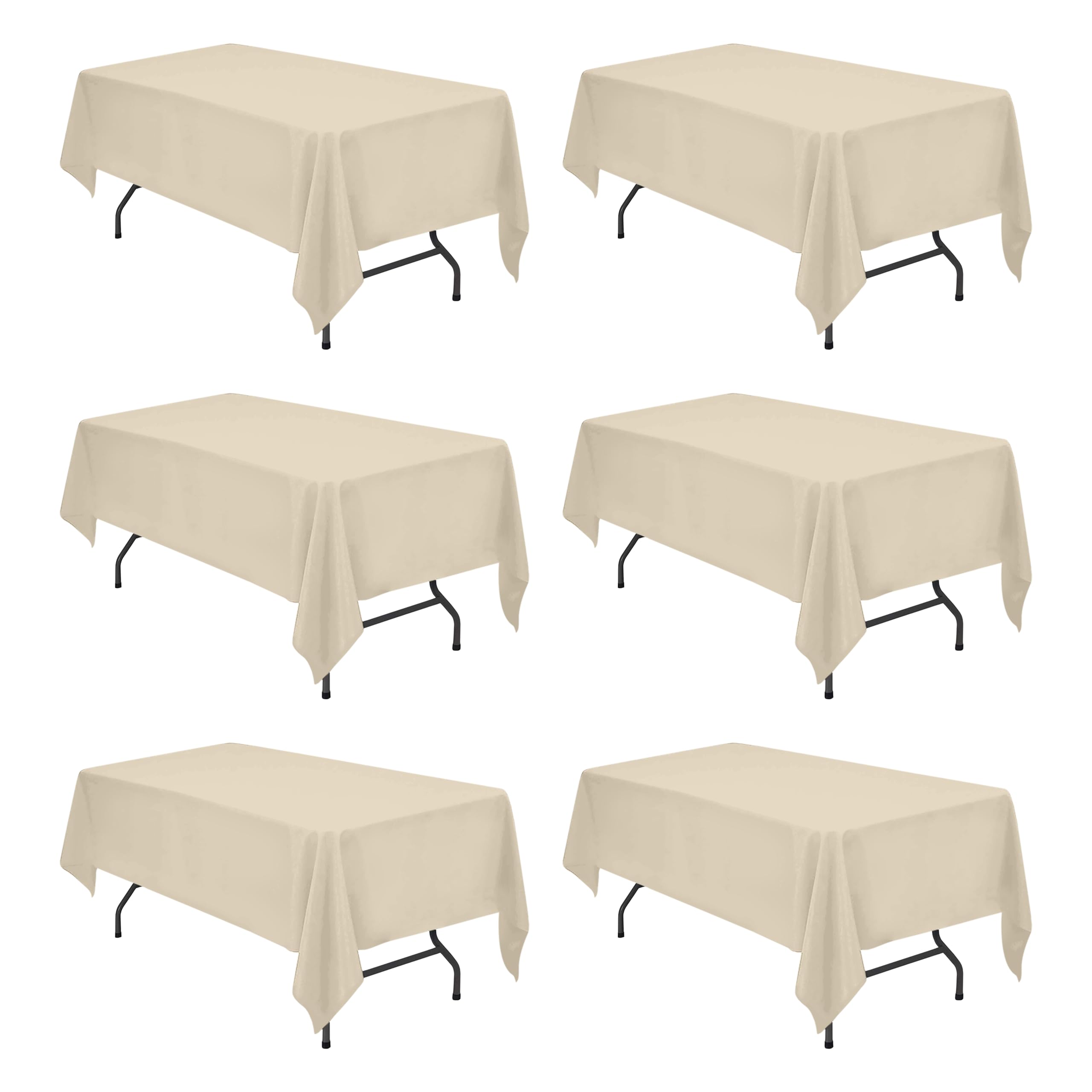 BRILLMAX beige tablecloth on a 6ft rectangle table with full coverage