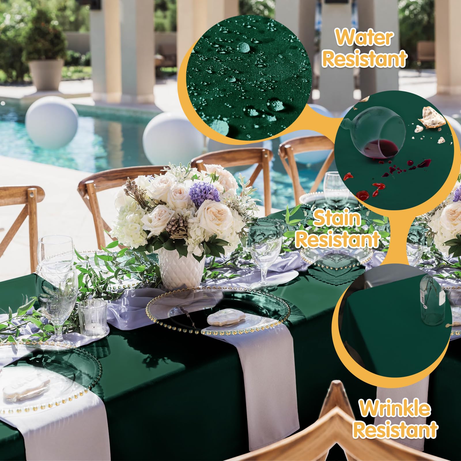 BRILLMAX hunter green tablecloth with hemmed edges for professional tables.