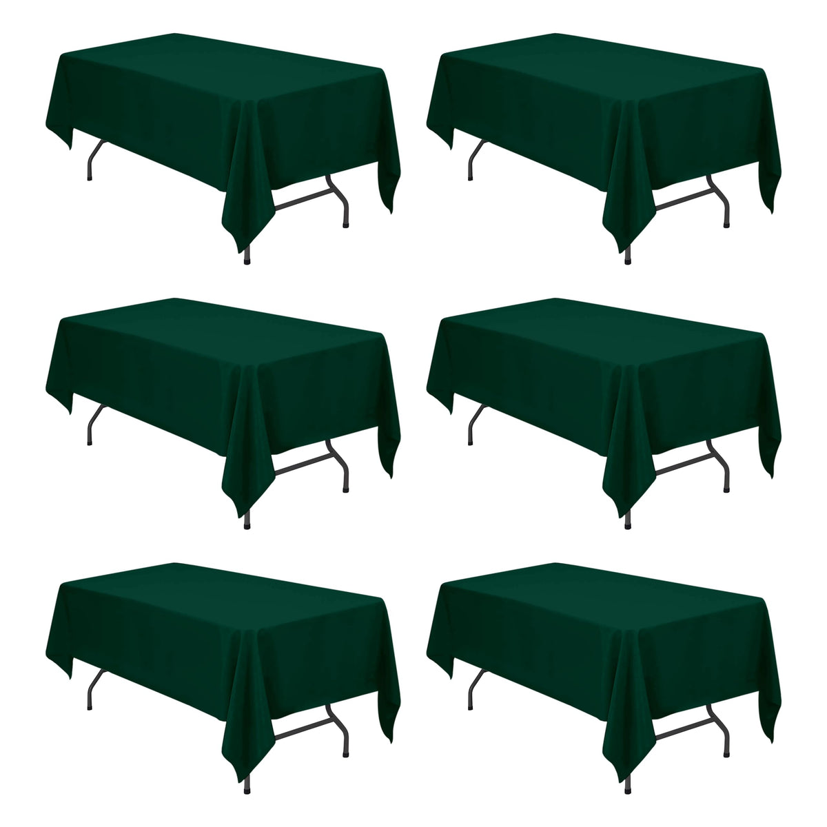 BRILLMAX hunter green tablecloth on a table for a polished wedding setup.