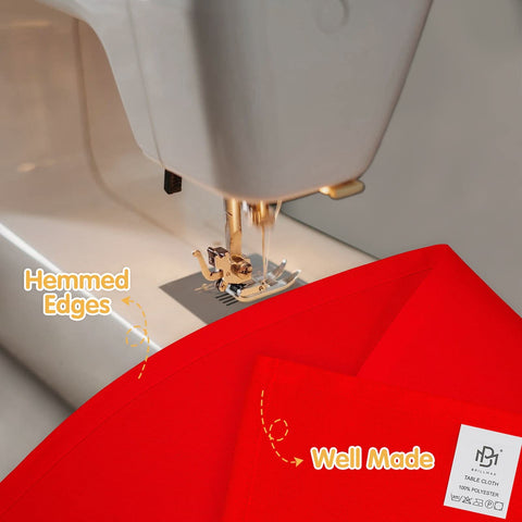 BRILLMAX red tablecloth with hemmed edges for a crisp, professional look.