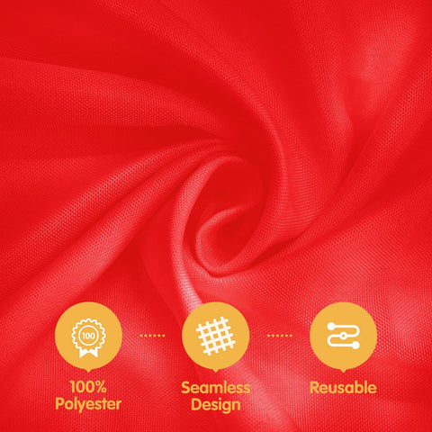 BRILLMAX red tablecloth demonstrating stain resistance for party use.