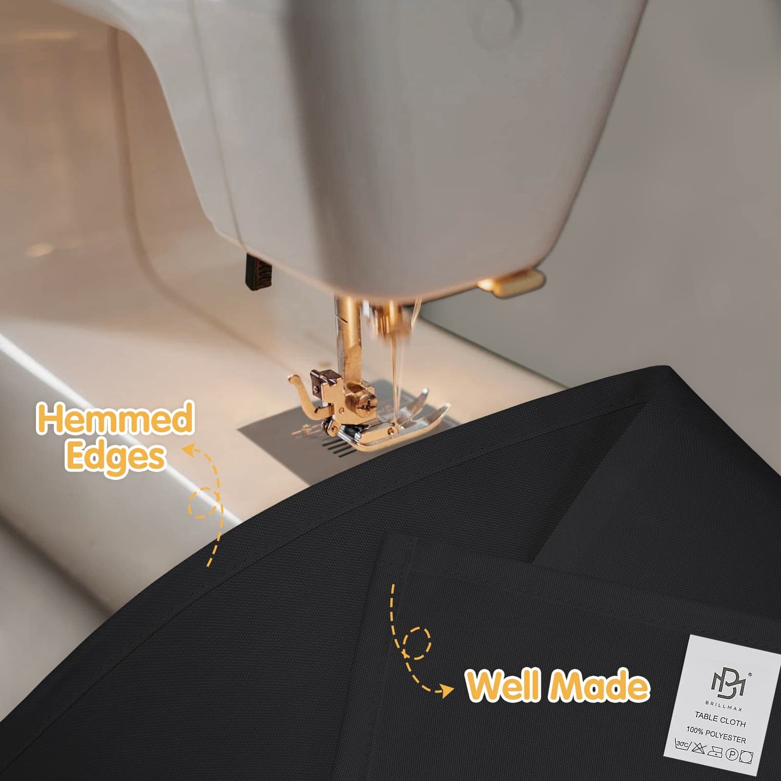 Stain resistance demo on BRILLMAX tablecloth for easy cleanup.