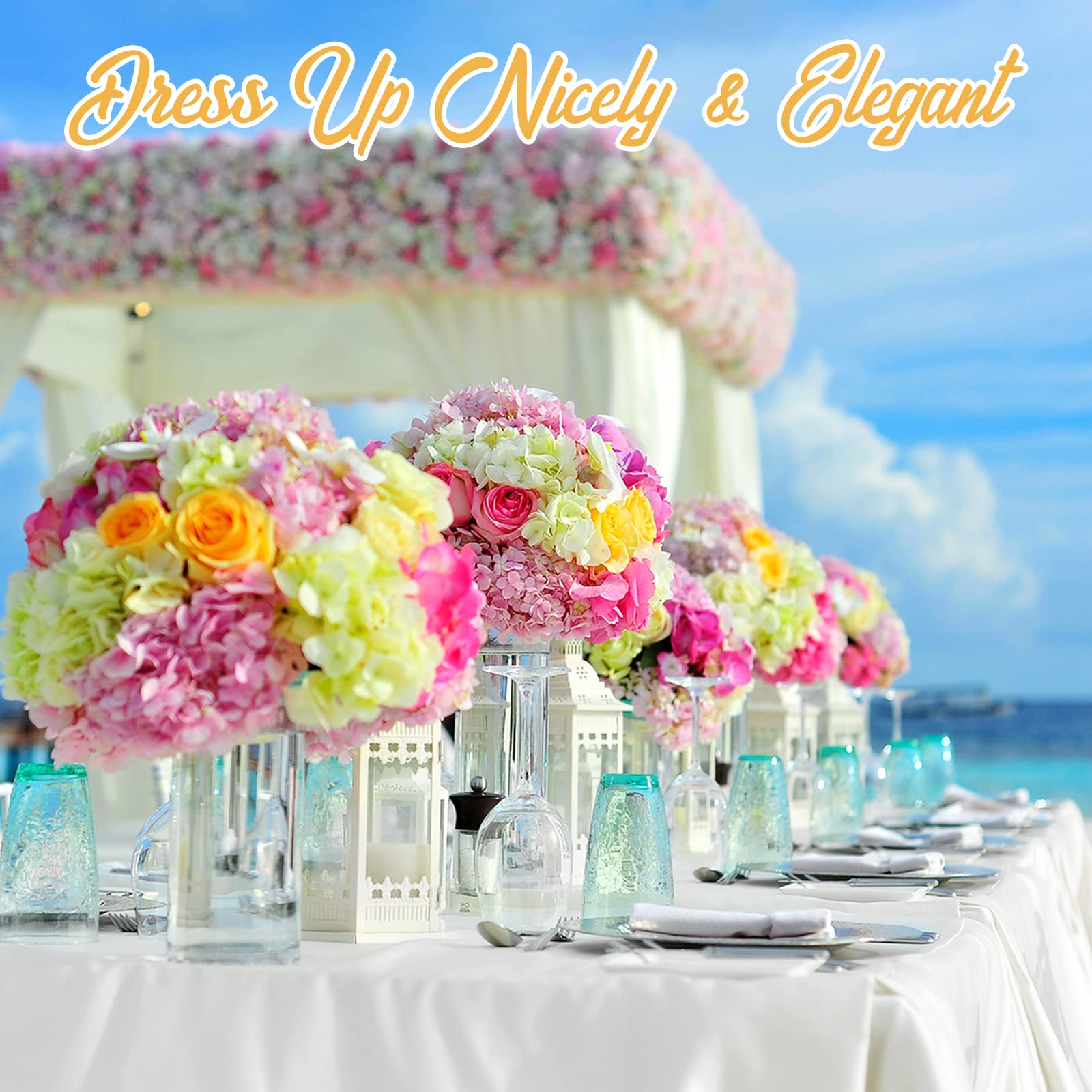 BRILLMAX white tablecloth on banquet setup with soft drape