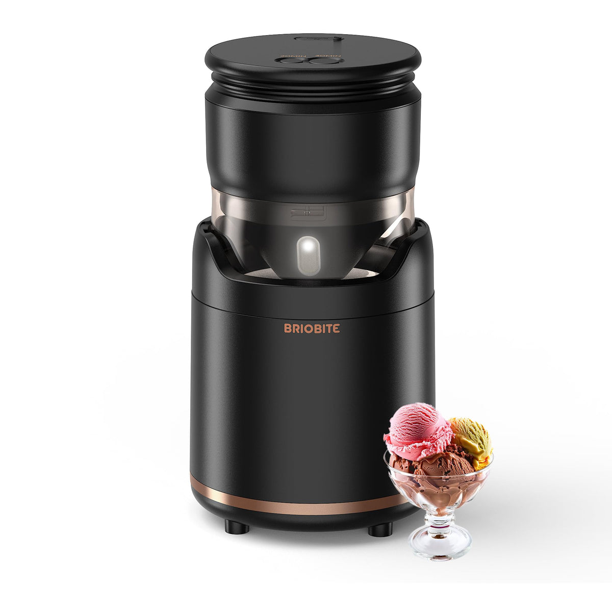 BRIOBITE ice cream maker with a compact portable design for on-the-go desserts