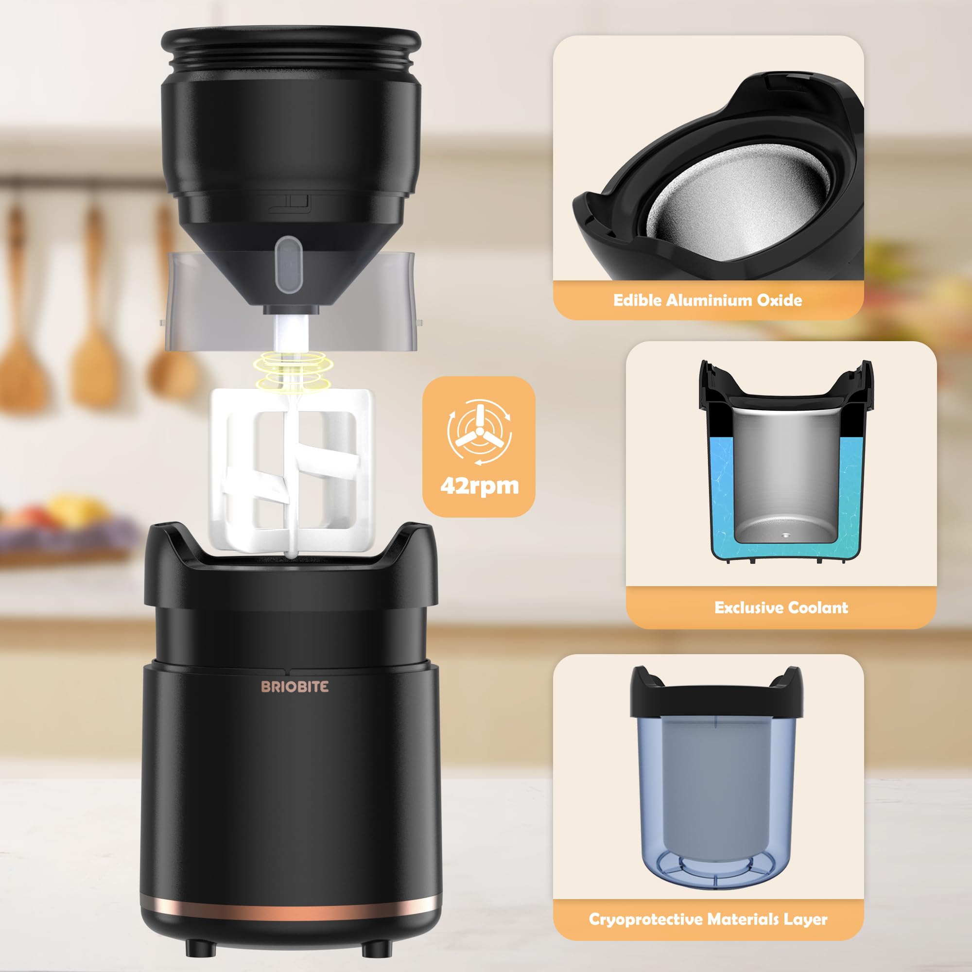 BRIOBITE ice cream maker easy to clean with simple disassembly