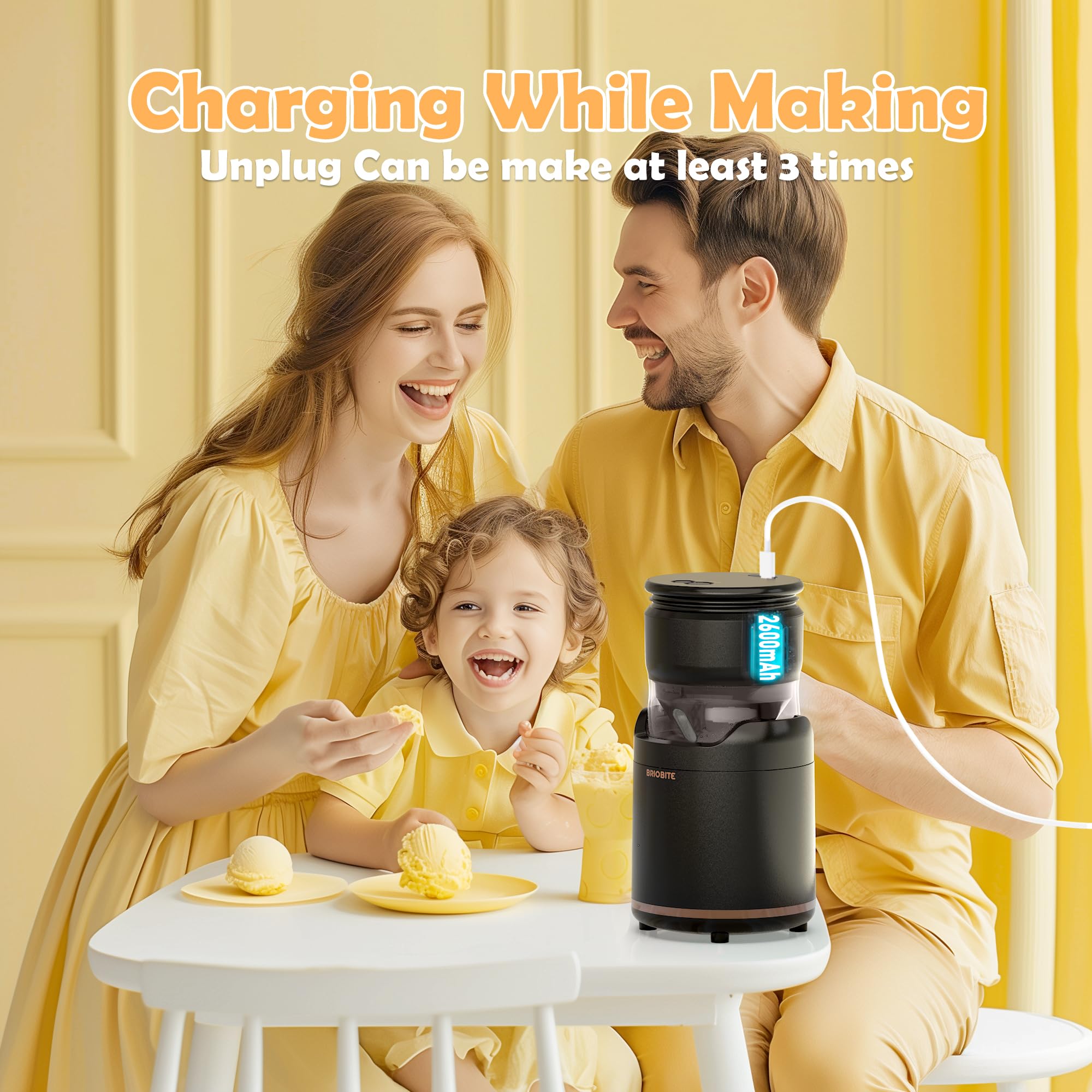 BRIOBITE ice cream maker low-noise motor ensures peaceful kitchen use