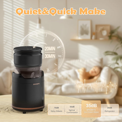 BRIOBITE ice cream maker USB-C rechargeable for cord-free operation