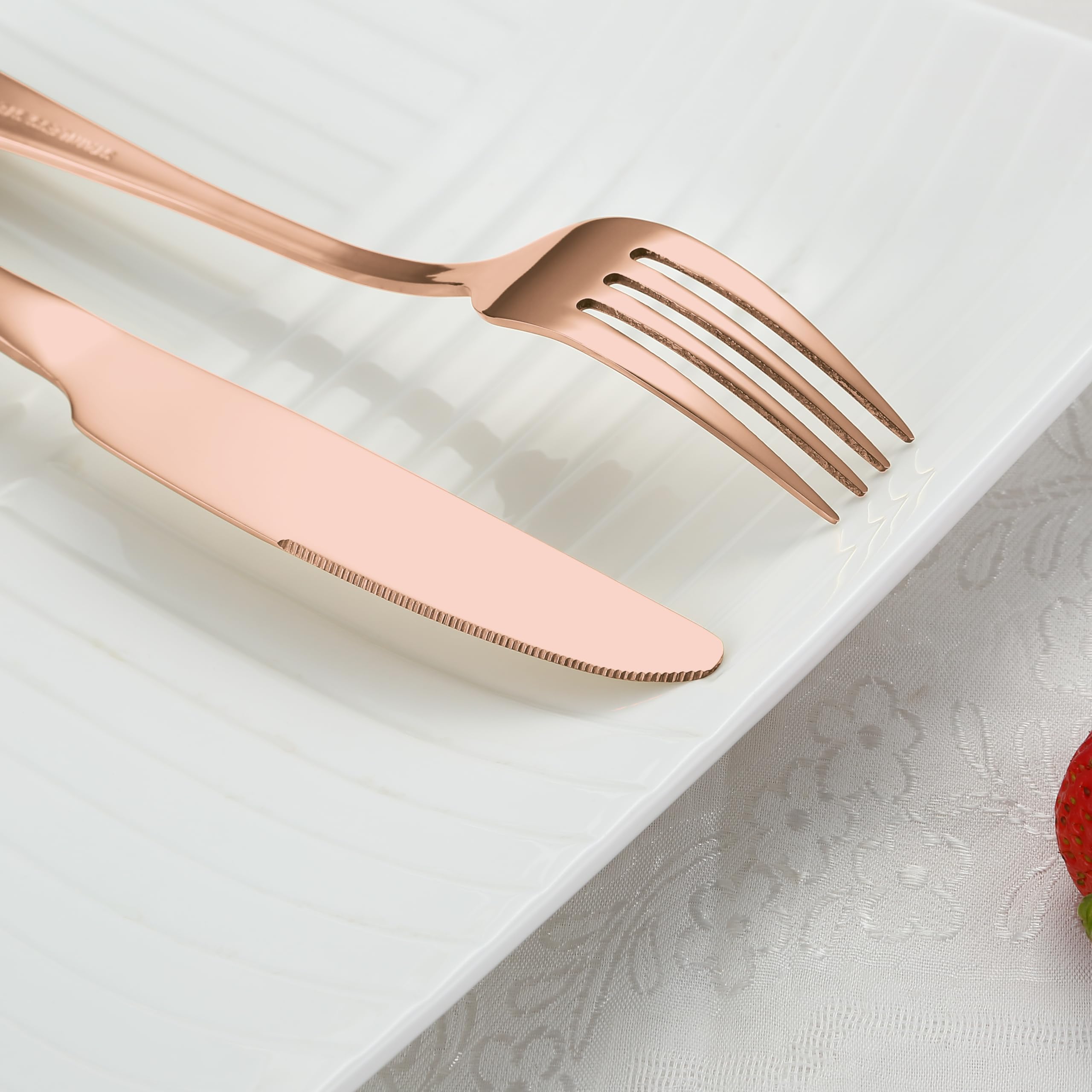 BRIOUT rose gold flatware easy cleaning helps maintain shine.