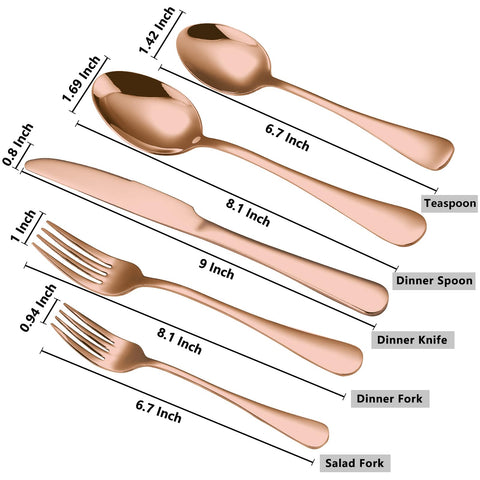 BRIOUT rose gold flatware handles ergonomic design for comfortable grip.