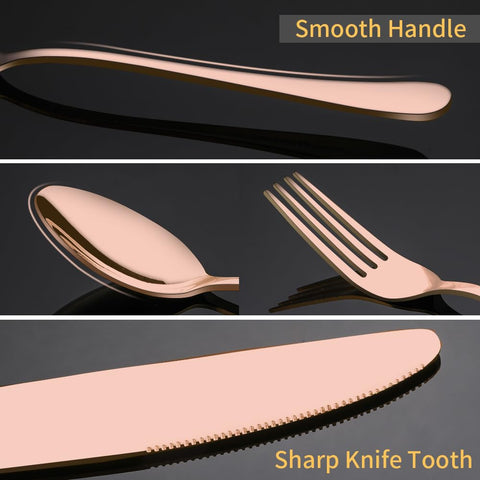 BRIOUT rose gold flatware service for 4 ideal for home dinners and gatherings.