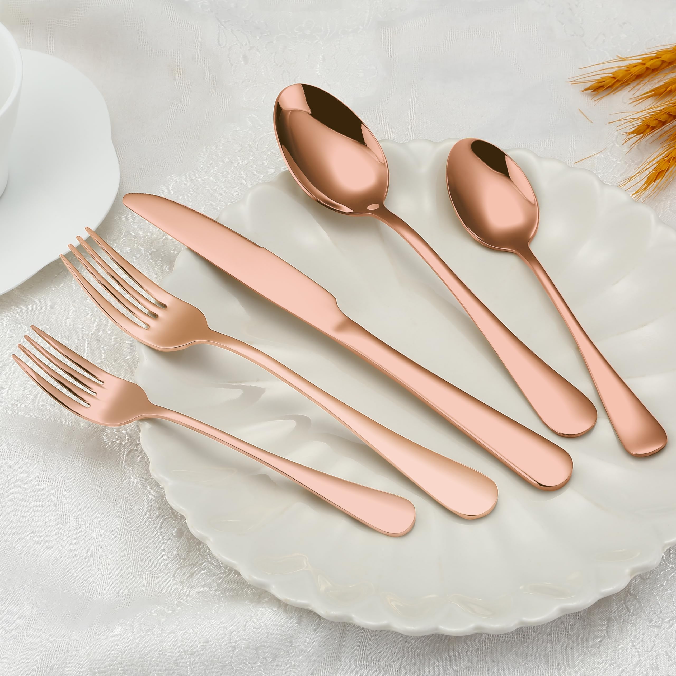 BRIOUT rose gold flatware table setting ready for holiday meals.