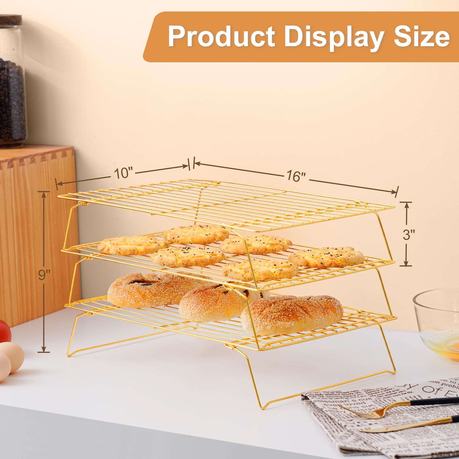 BRIOOUT expandable rack stack for cooling cookies, cupcakes, and pies at once.