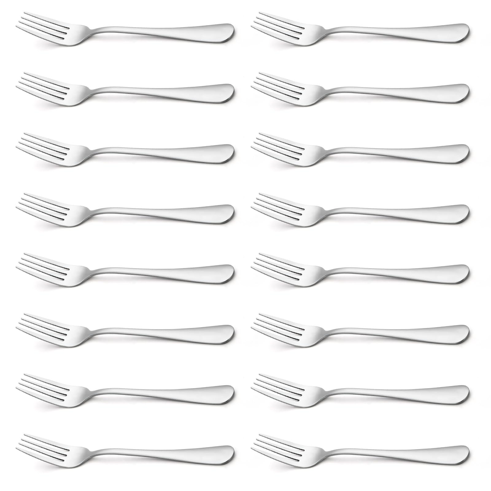 Briout 16-piece silverware forks feature an 8-inch length with a mirror-polished finish for elegant dining.