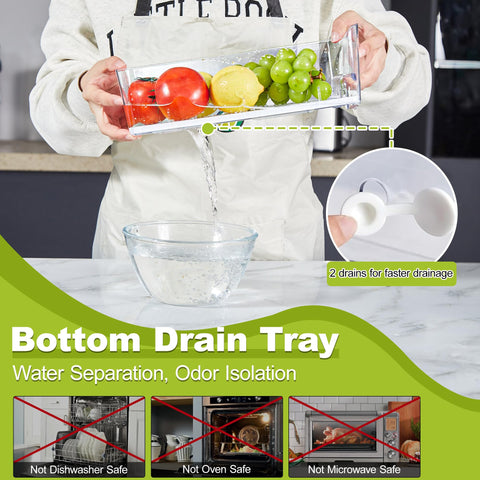 Brippo drain-tray system keeps moisture away from produce for longer freshness.