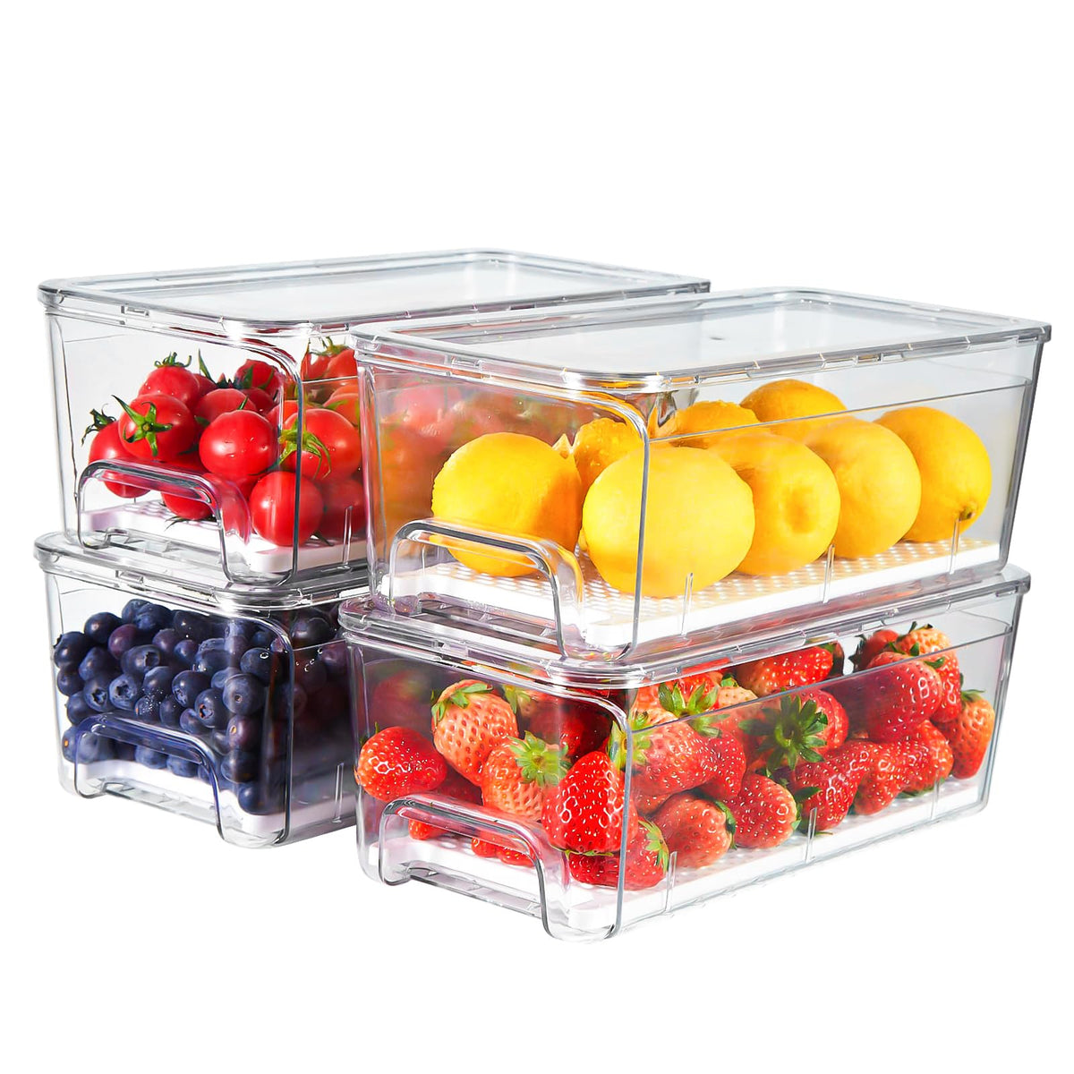 Brippo fridge drawer stackable 4pc for organized, accessible storage
