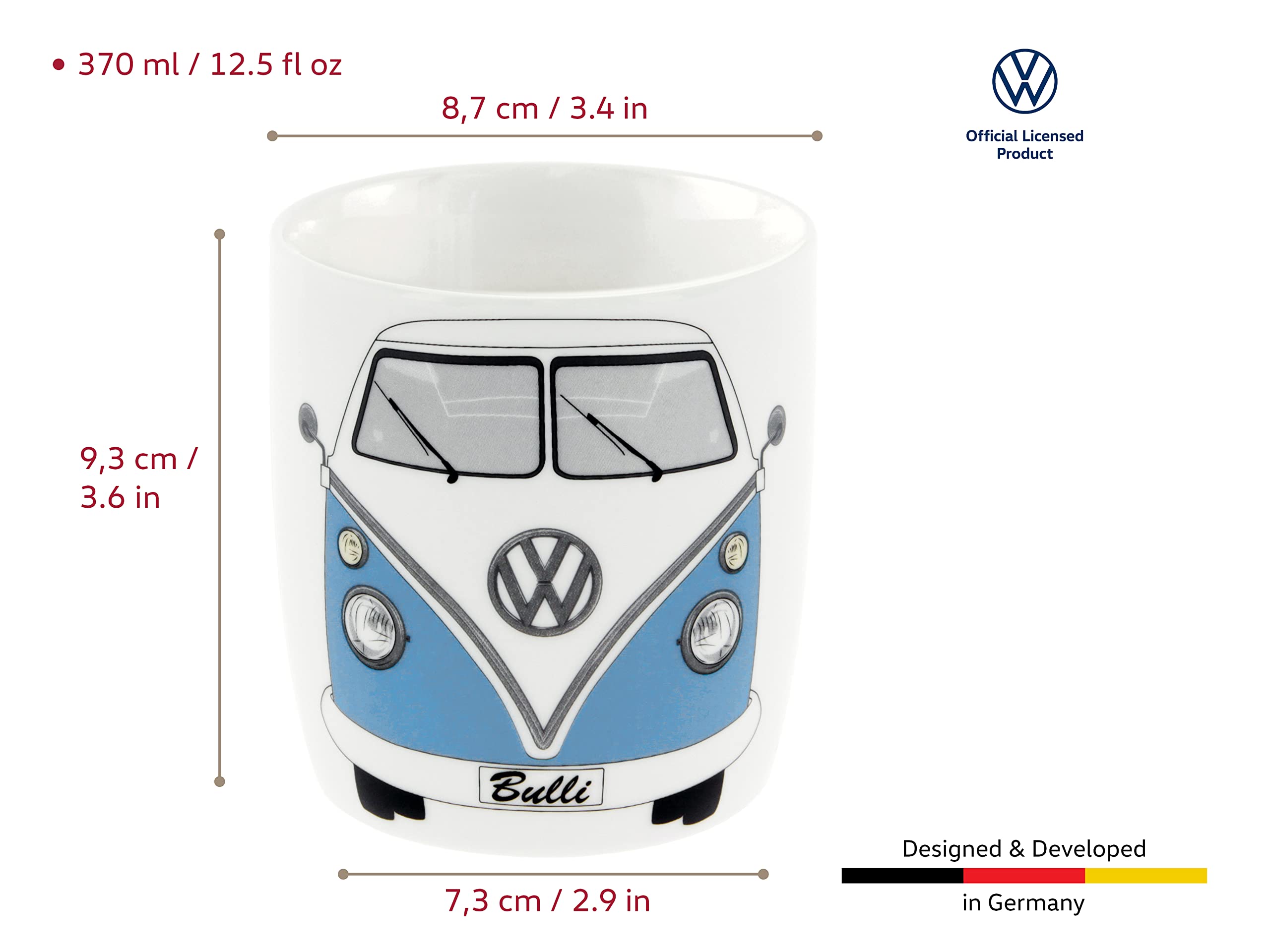 BRISA VW Collection rear-view mug highlights bus silhouette for display