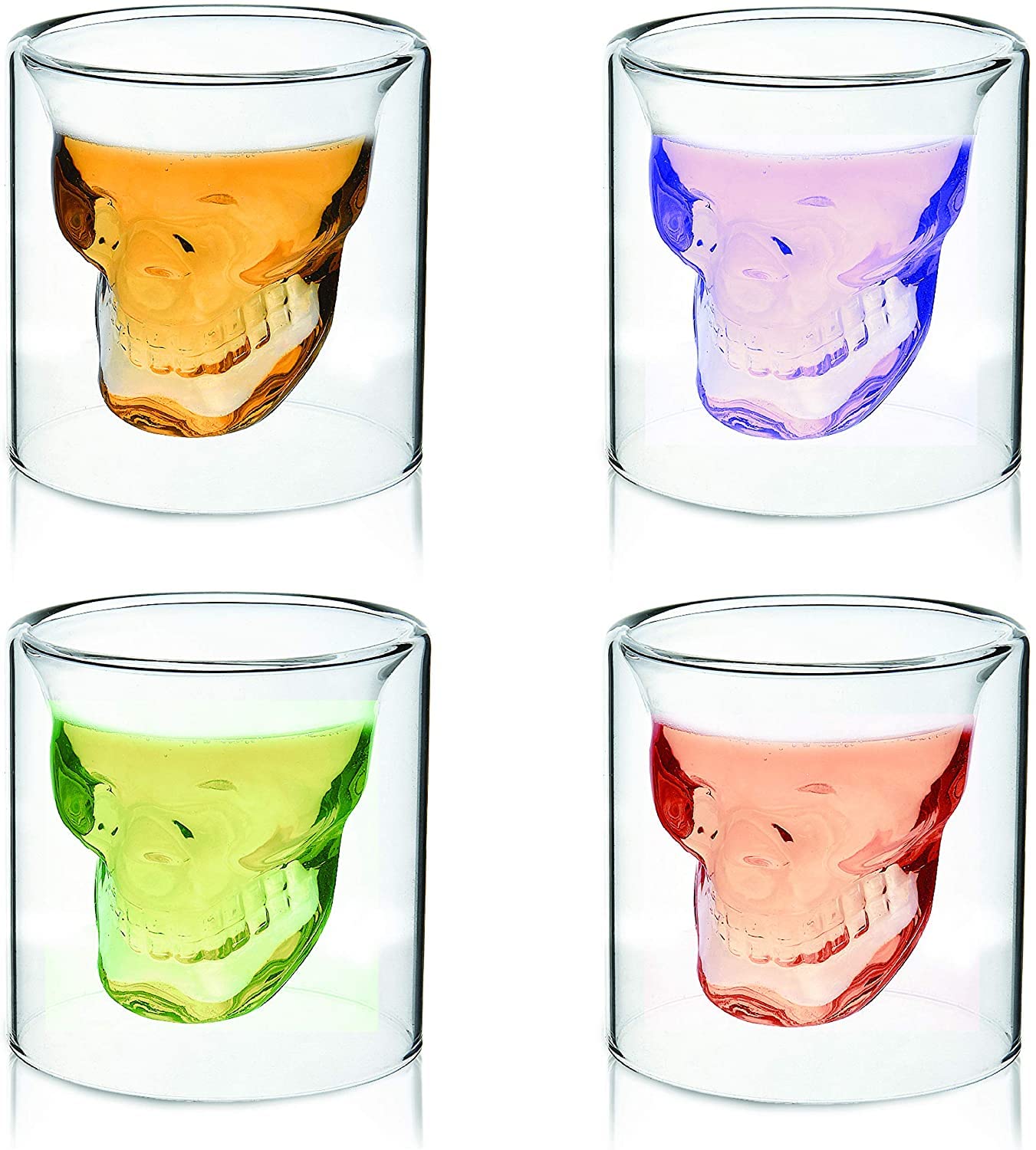 Brisked skull shot glasses set of 2 packaging highlights a striking gift-ready presentation.