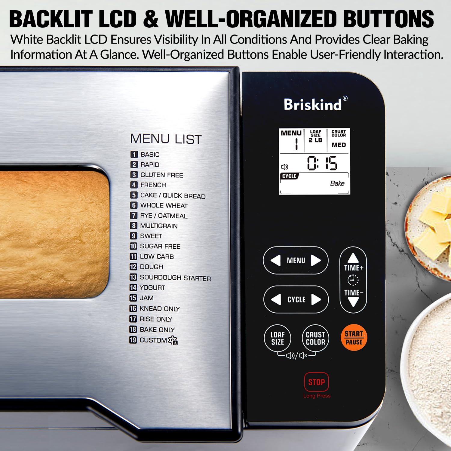 Briskind bread maker 2 lb capacity for everyday loaf sizes