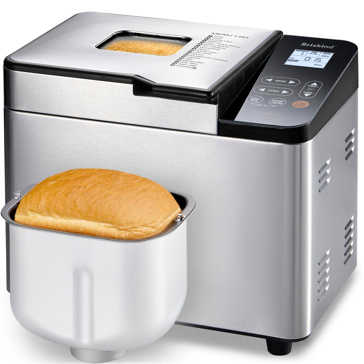 Briskind bread maker front view in a sleek kitchen setup
