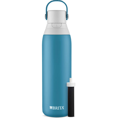 Brita insulated filtered water bottle, blue jay color, keeps water cold up to 24 hours for outings