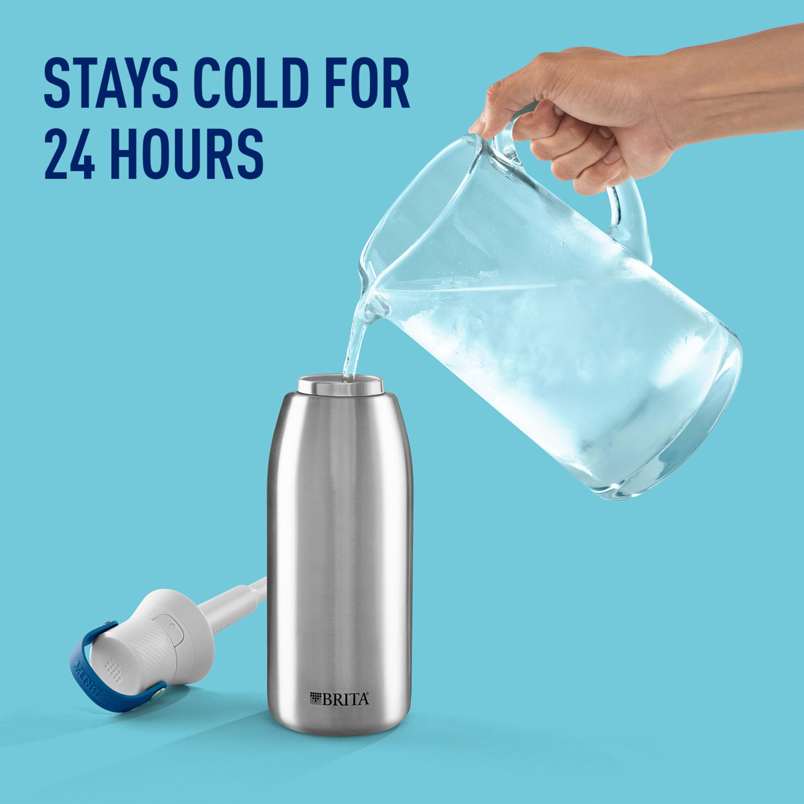 Brita leak-proof lid ensures spill-free portability during travel.