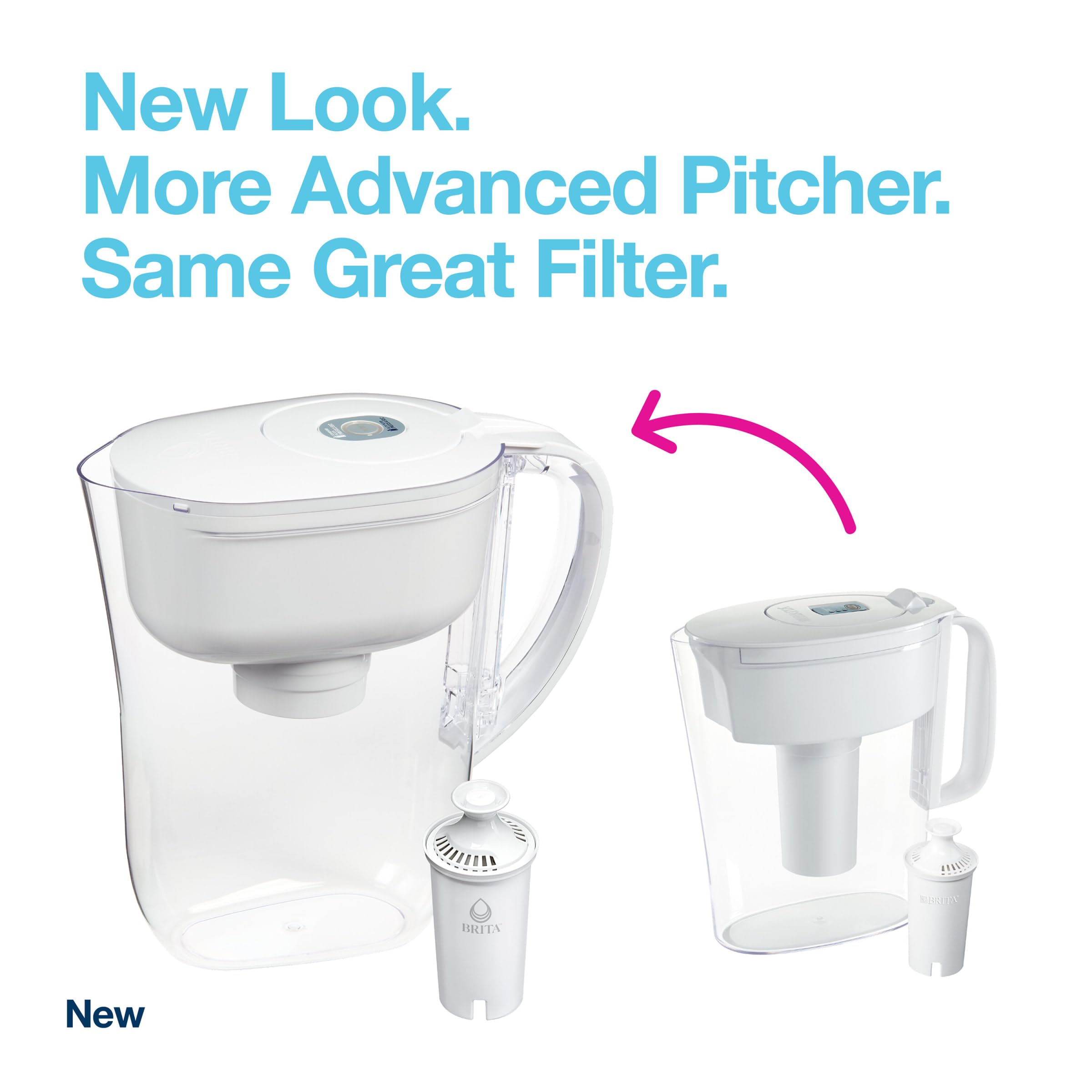 Brita Metro pitcher demonstrates a locking lid for spill-free pouring and easy refills.