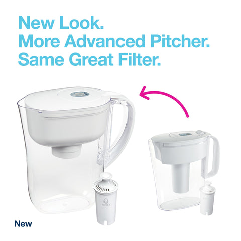 Brita Metro pitcher demonstrates a locking lid for spill-free pouring and easy refills.