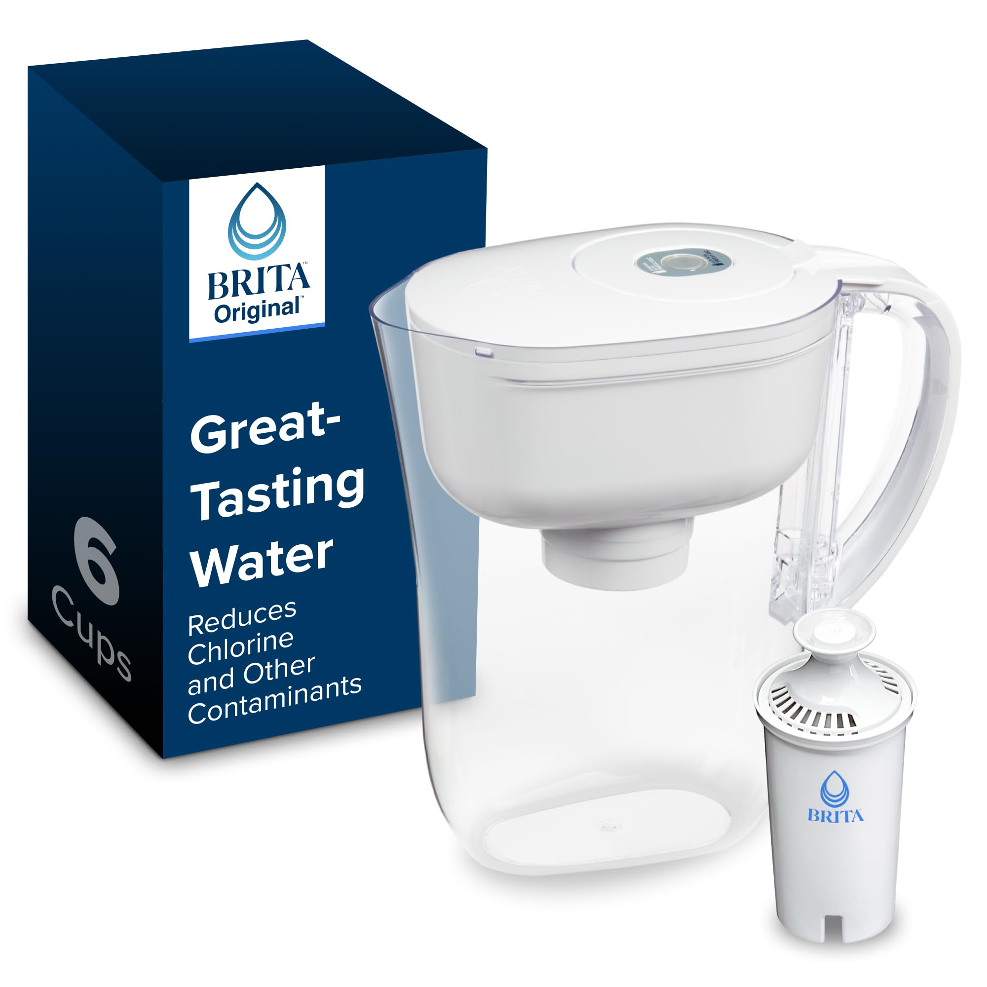 Brita Metro pitcher with SmartLight indicator signals when to replace the filter for fresh-tasting water.