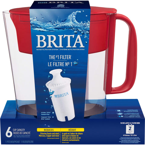 BRITA red pitcher compatible with Longlast filters for fresher water