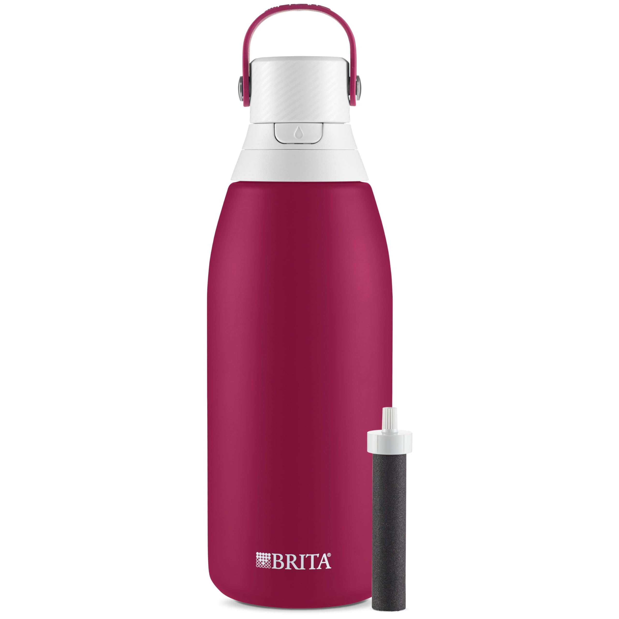 Brita Ruby 32oz insulated bottle with straw keeps water cold and tastes fresh.