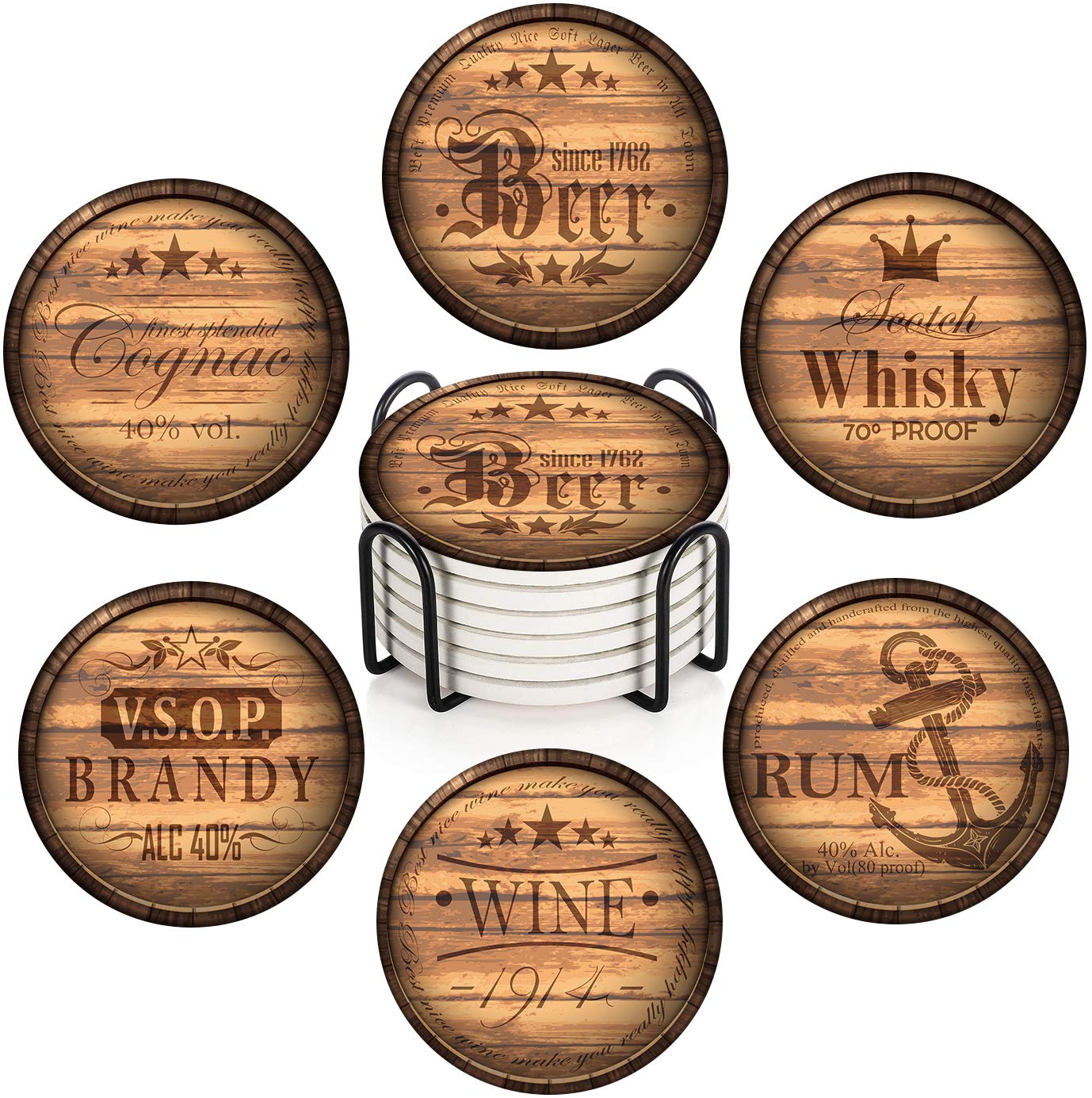 Britimes coasters with cork base offer non-slip protection for tables.