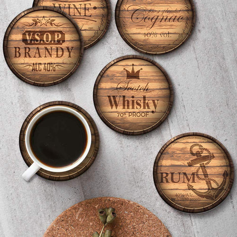 Britimes round coasters with wooden texture add natural style to a coffee table.