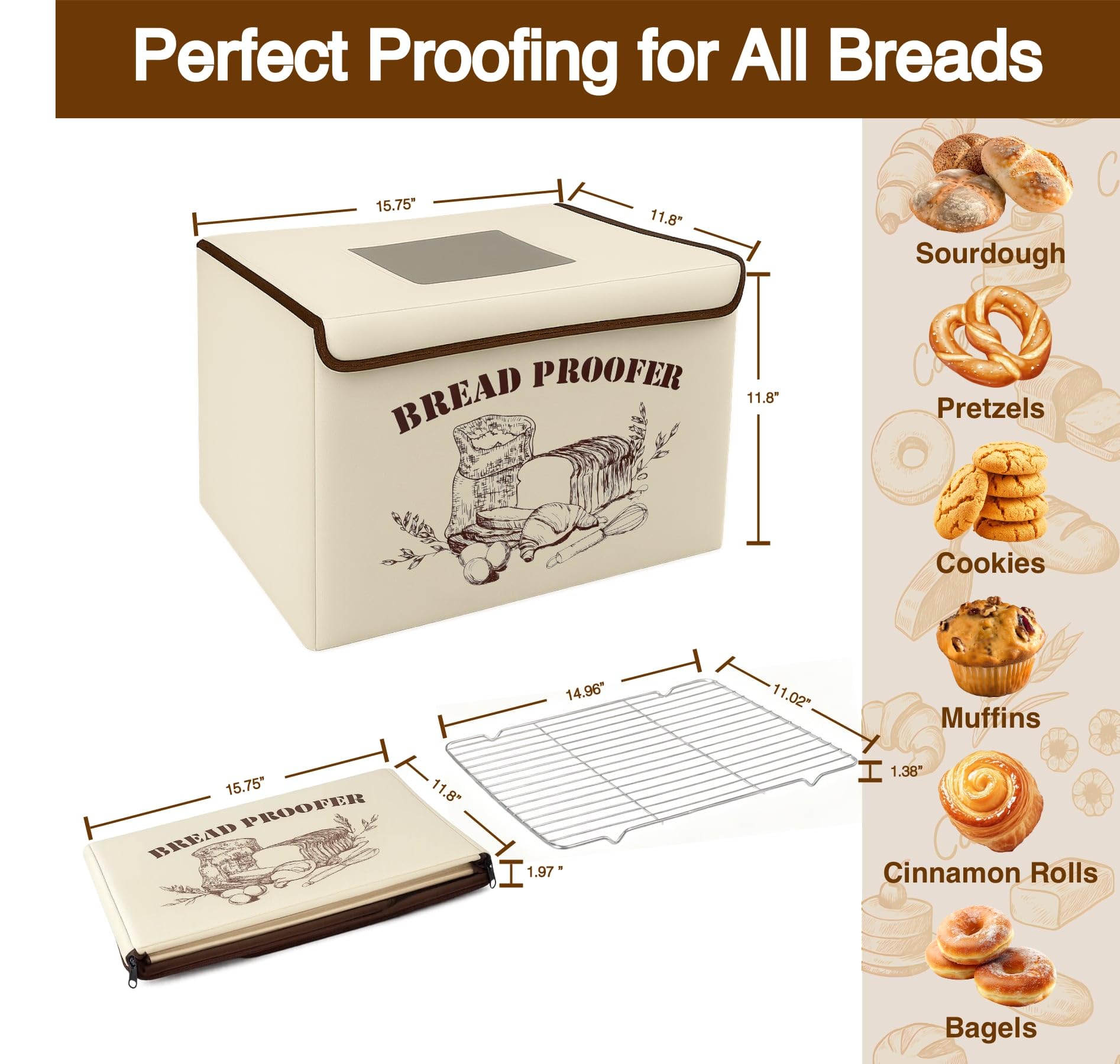 Brivouen Bread Proofing Box shelf detail highlights stainless steel rack.
