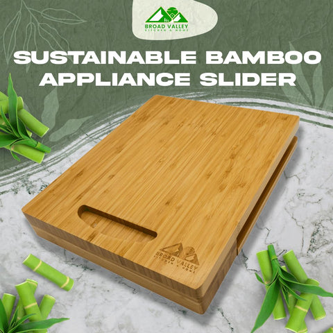 Broad Valley Bamboo Slider keeps counter tops tidy after use daily