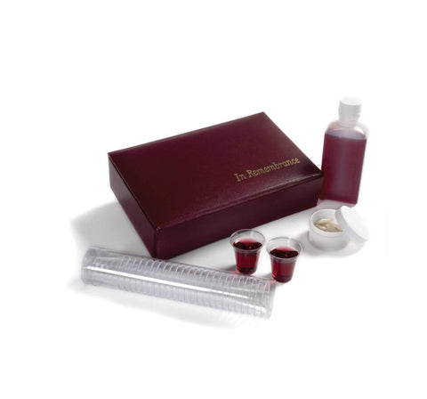 Broadman Portable Communion Set in maroon case for orderly church services