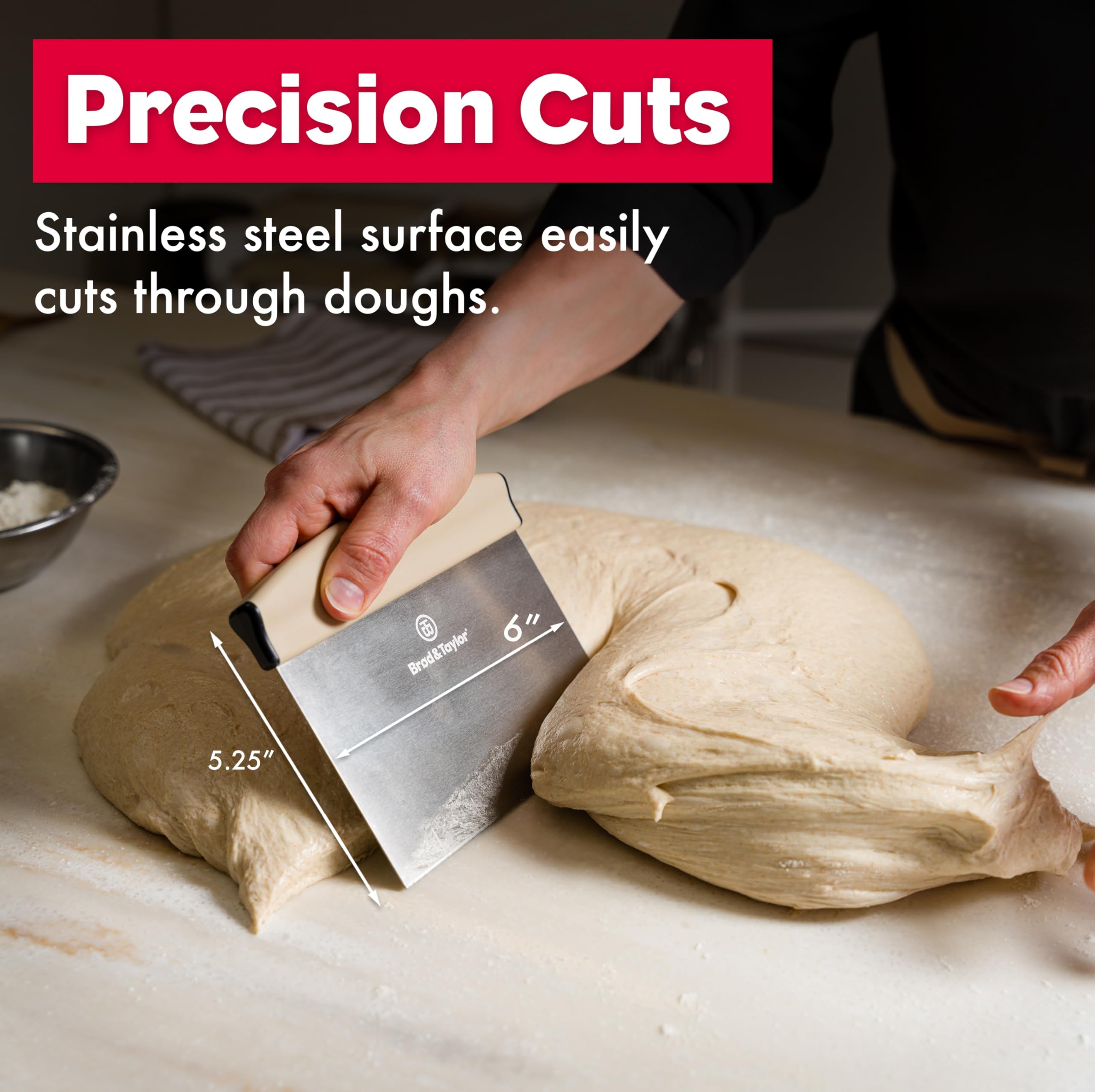 Brod & Taylor bench knife with 1-inch markings for precise portioning