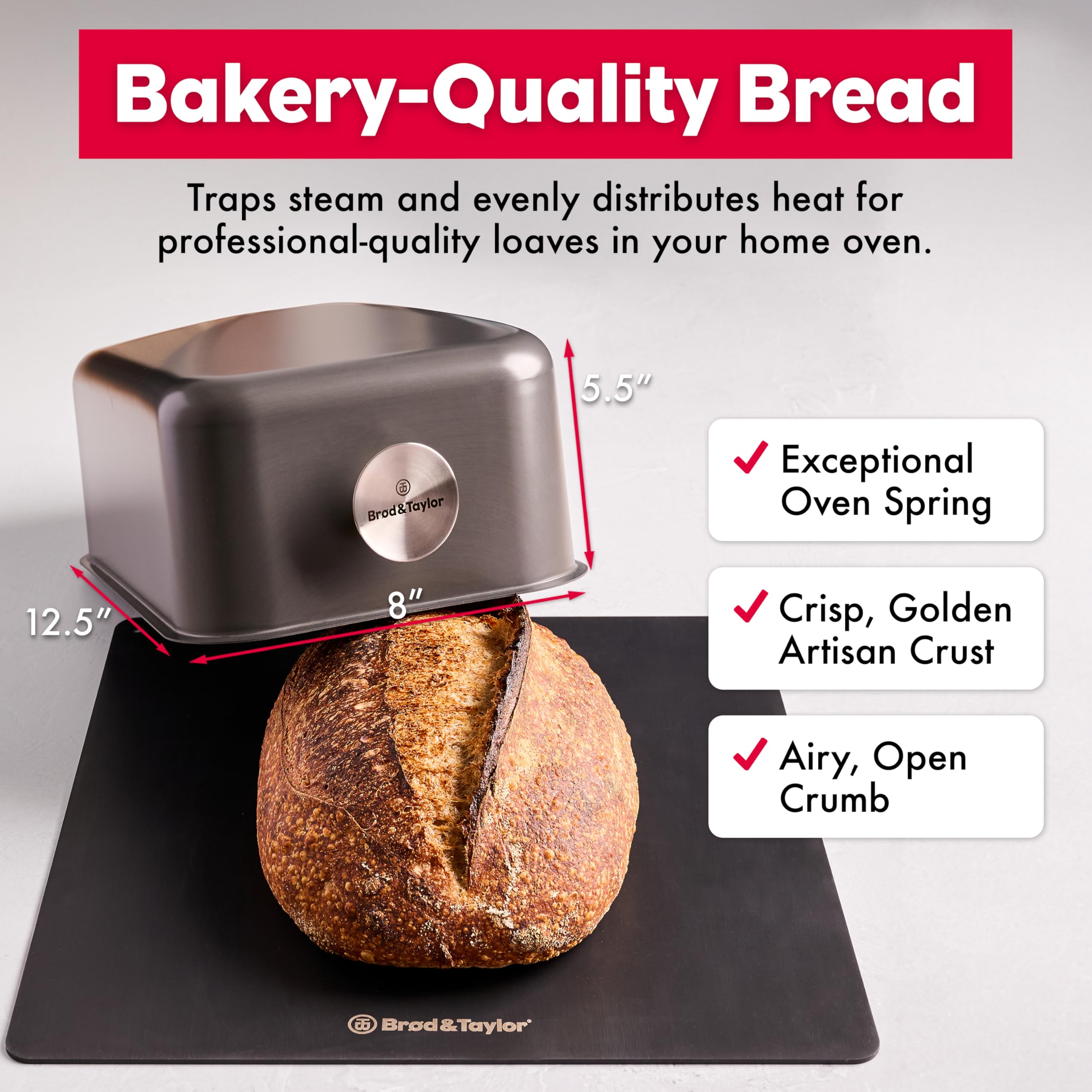Brod & Taylor Ultralight Baking Shell in oven delivers crispy crust and even browning.