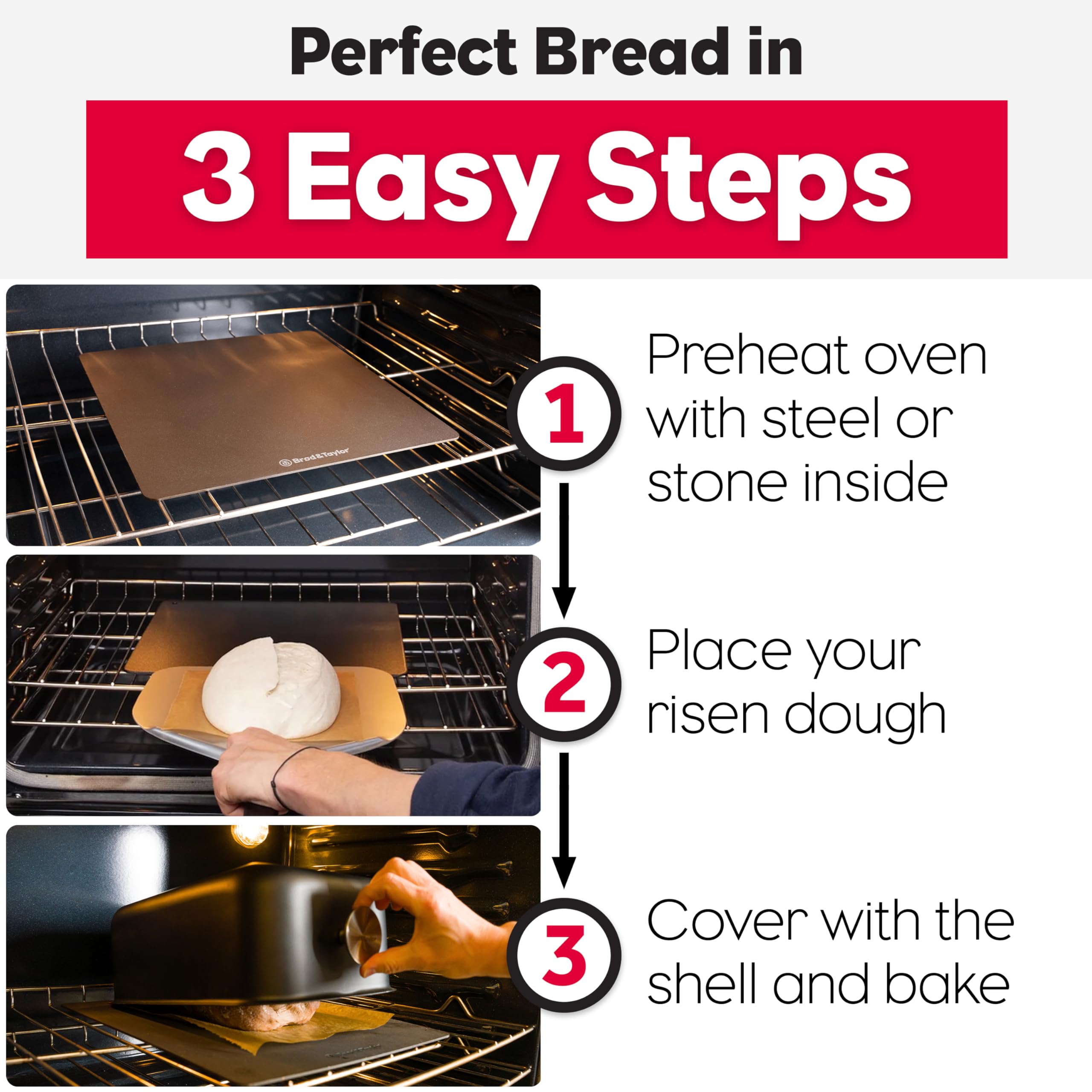 Brod & Taylor Ultralight Baking Shell shown during setup before final bake for simple artisan bread at home.
