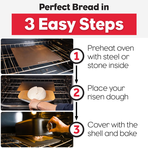 Brod & Taylor Ultralight Baking Shell shown during setup before final bake for simple artisan bread at home.