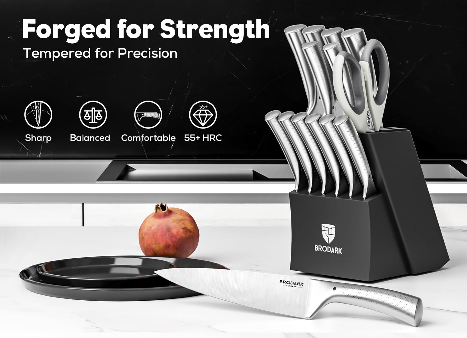 BRODARK 8-inch bread knife cleanly slices crusts without tearing.