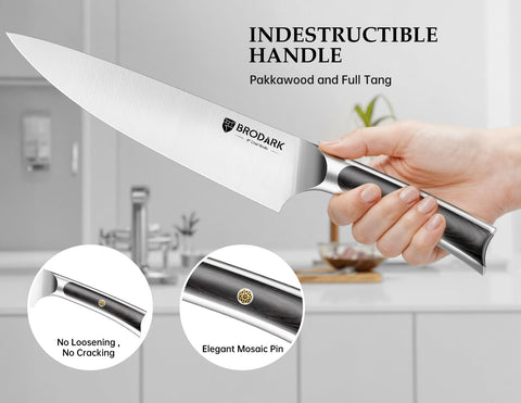 Detailed view of BRODARK block with organized knife slots for easy storage.