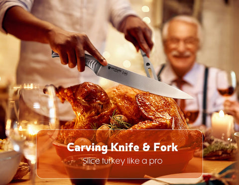 BRODARK carving fork with sturdy tines grips meat firmly