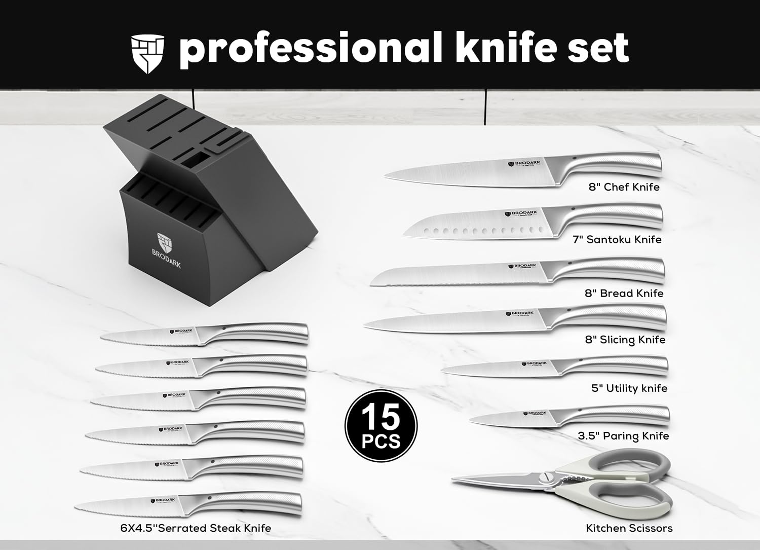 BRODARK full-tang construction ensures balanced control for extended use.