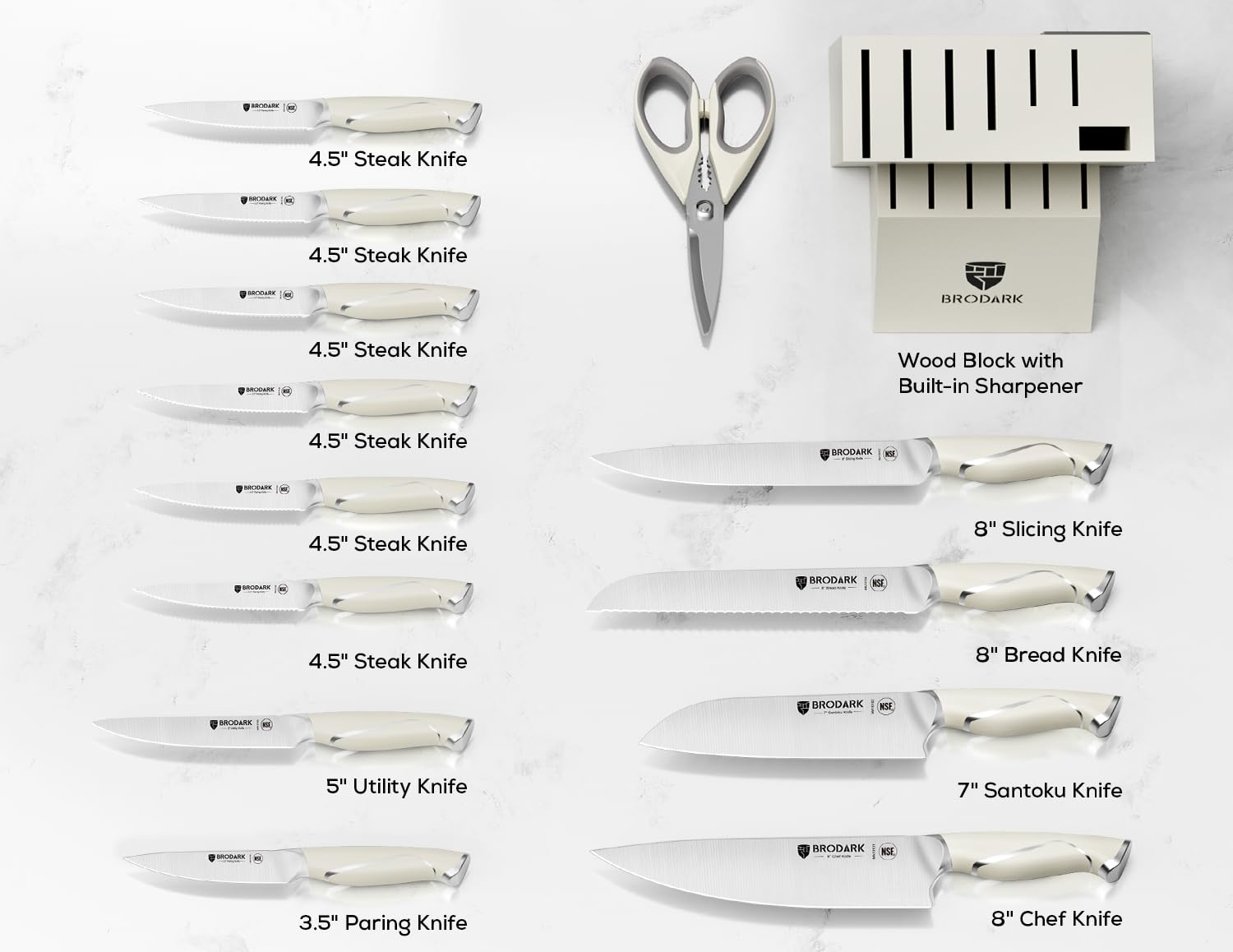 BRODARK Ivory Paring knife for peeling and detail work.
